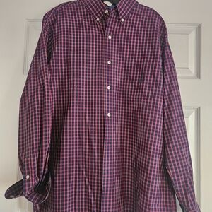 Chaps Men's Navy and Red Plaid Shirt